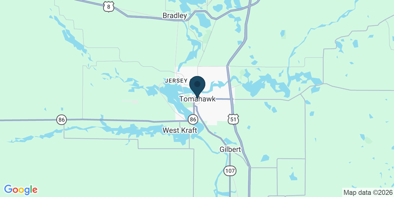 Map showing Tomahawk, Lincoln County, WI