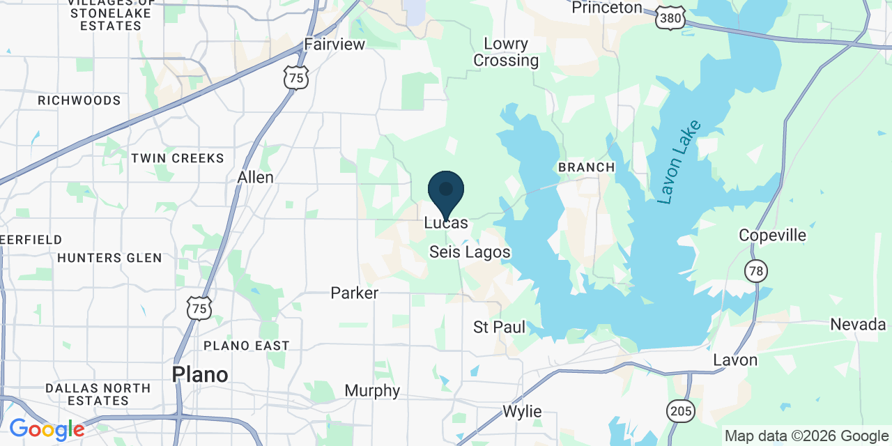 Map showing Lucas, Collin County, TX