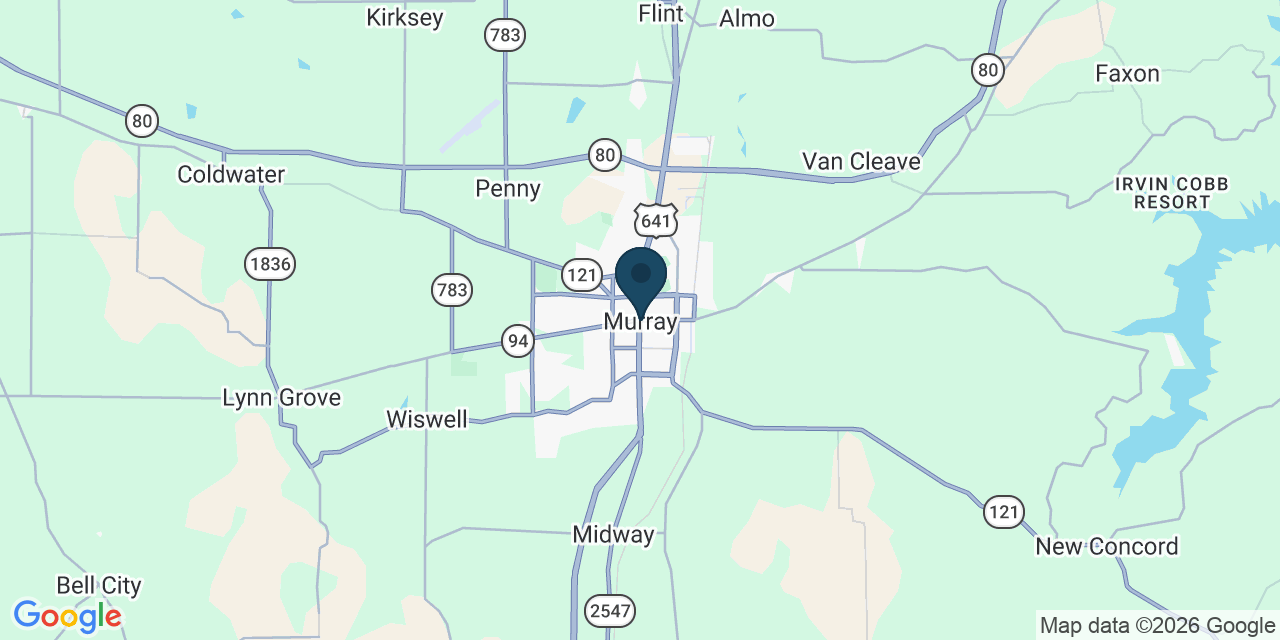 Map showing Murray, Calloway County, KY