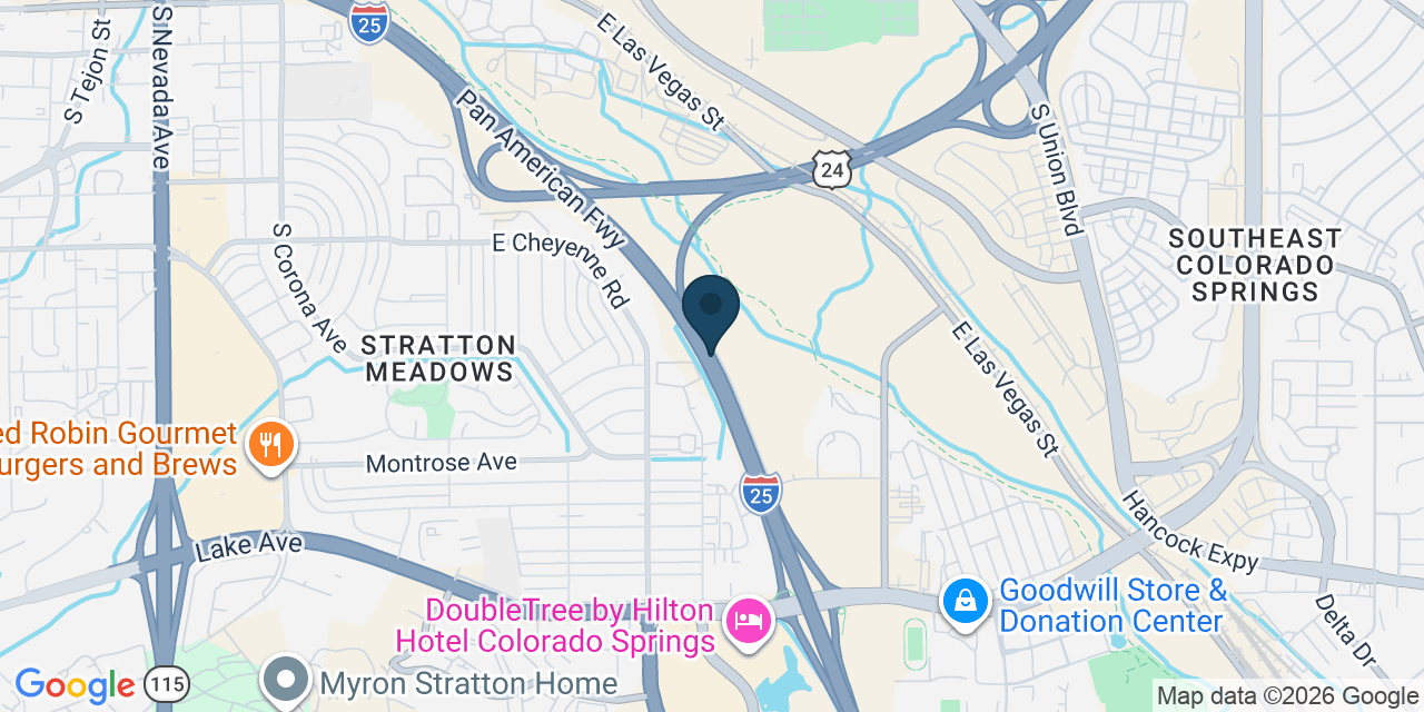 Map showing Colorado Springs, El Paso County, CO