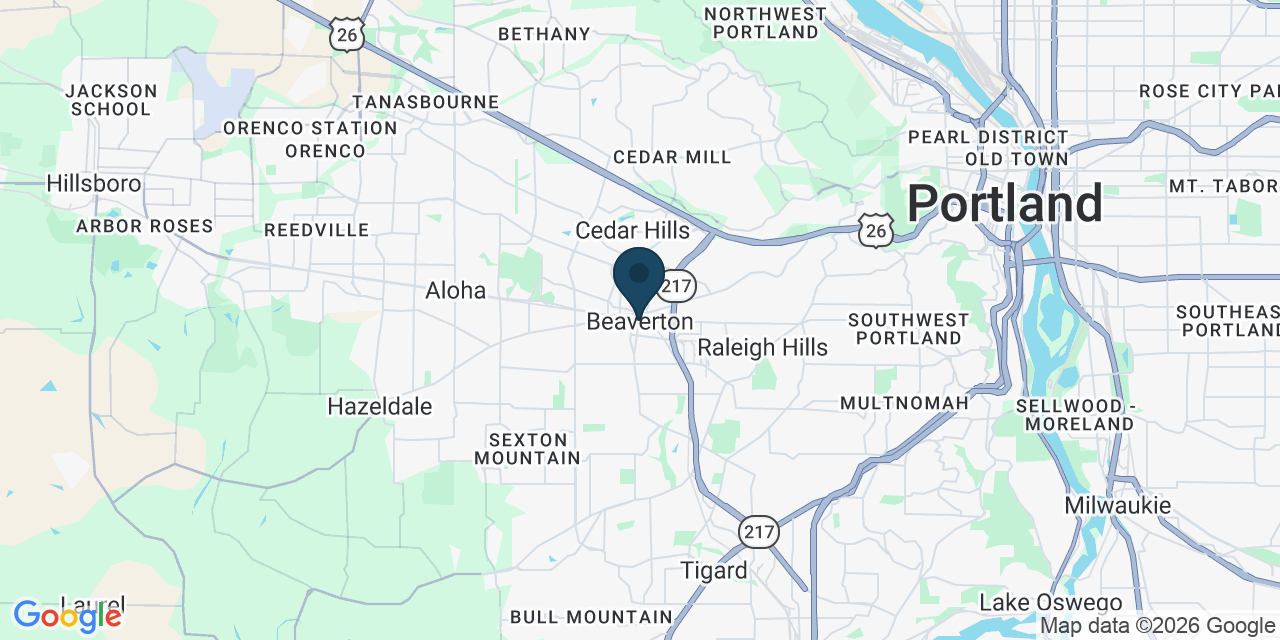 Map showing Beaverton, Washington County, OR