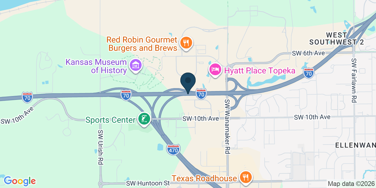 Map showing Tecumseh, Shawnee County, KS