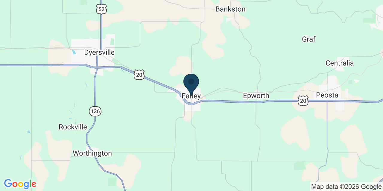 Map showing Farley, Dubuque County, IA