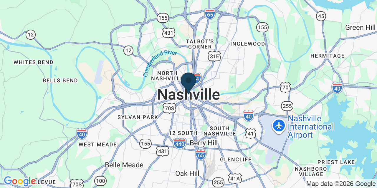 Map showing Nashville, Davidson County, TN