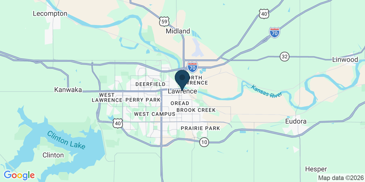 Map showing Lawrence, Douglas County, KS