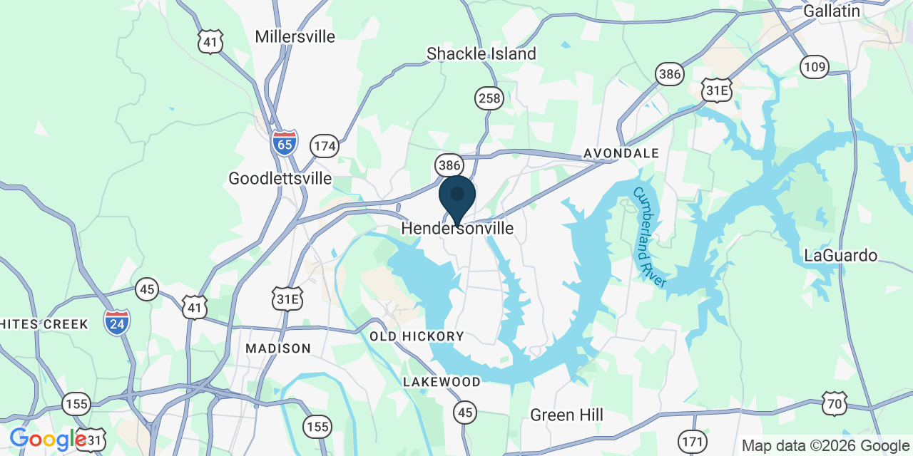 Map showing Hendersonville, Sumner County, TN