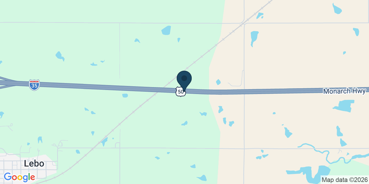 Map showing Lebo, Coffey County, KS