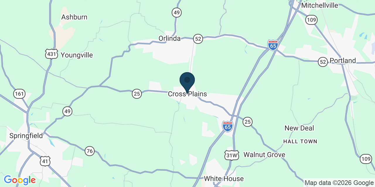 Map showing Cross Plains, Robertson County, TN