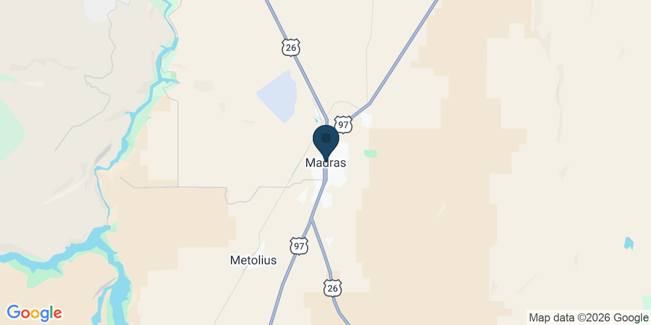 Map showing Madras, Jefferson County, OR