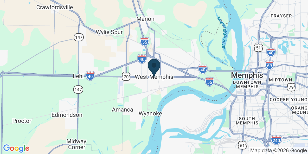 Map showing West Memphis, Crittenden County, AR