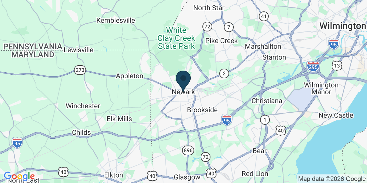 Map showing Newark, New Castle County, DE