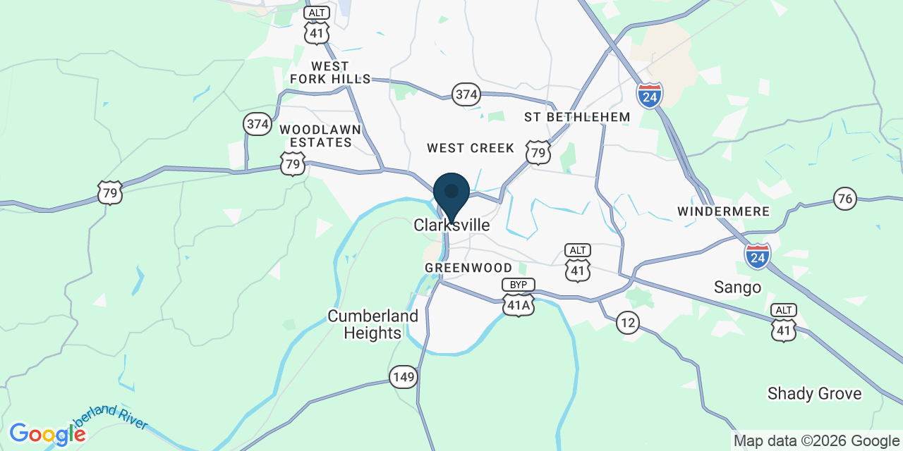 Map showing Clarksville, Montgomery County, TN