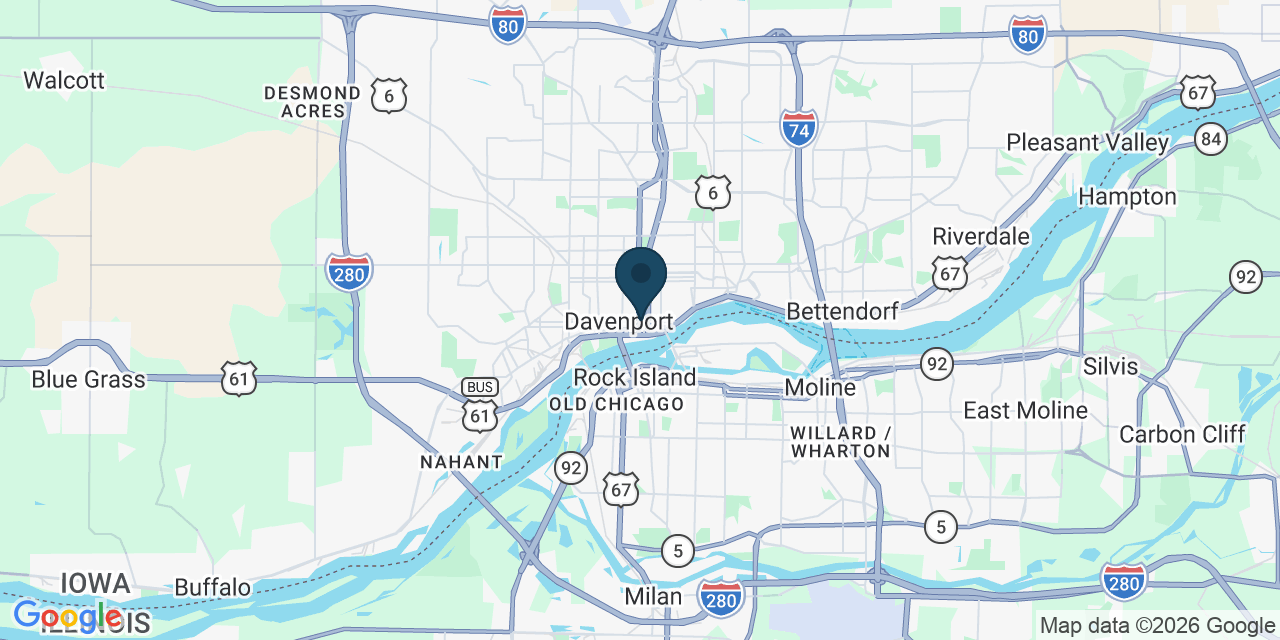 Map showing Davenport, Scott County, IA