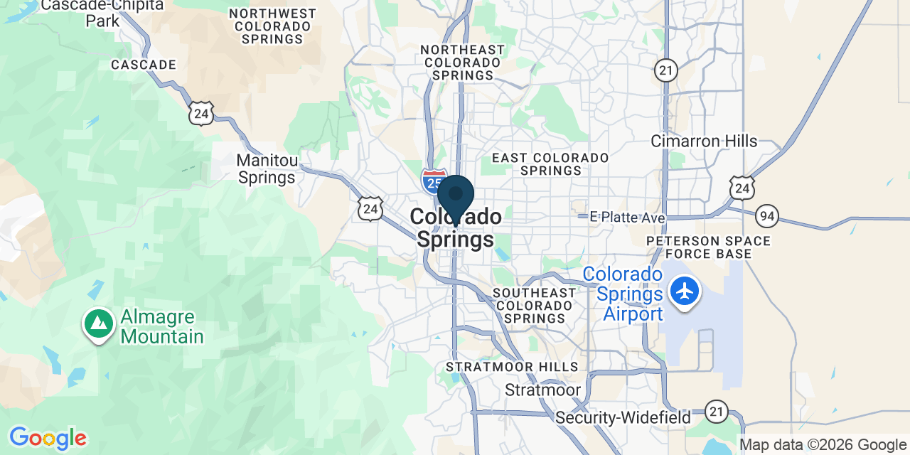 Map showing Colorado Springs, El Paso County, CO