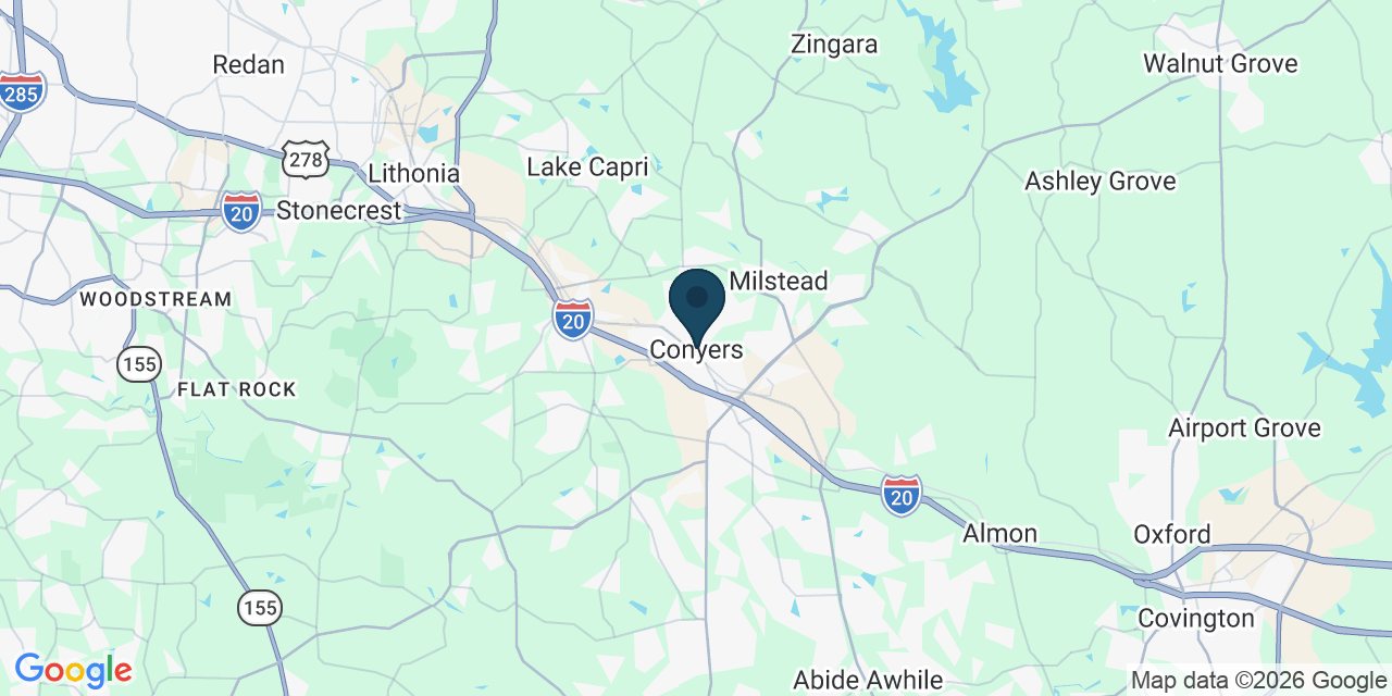 Map showing Conyers, Rockdale County, GA