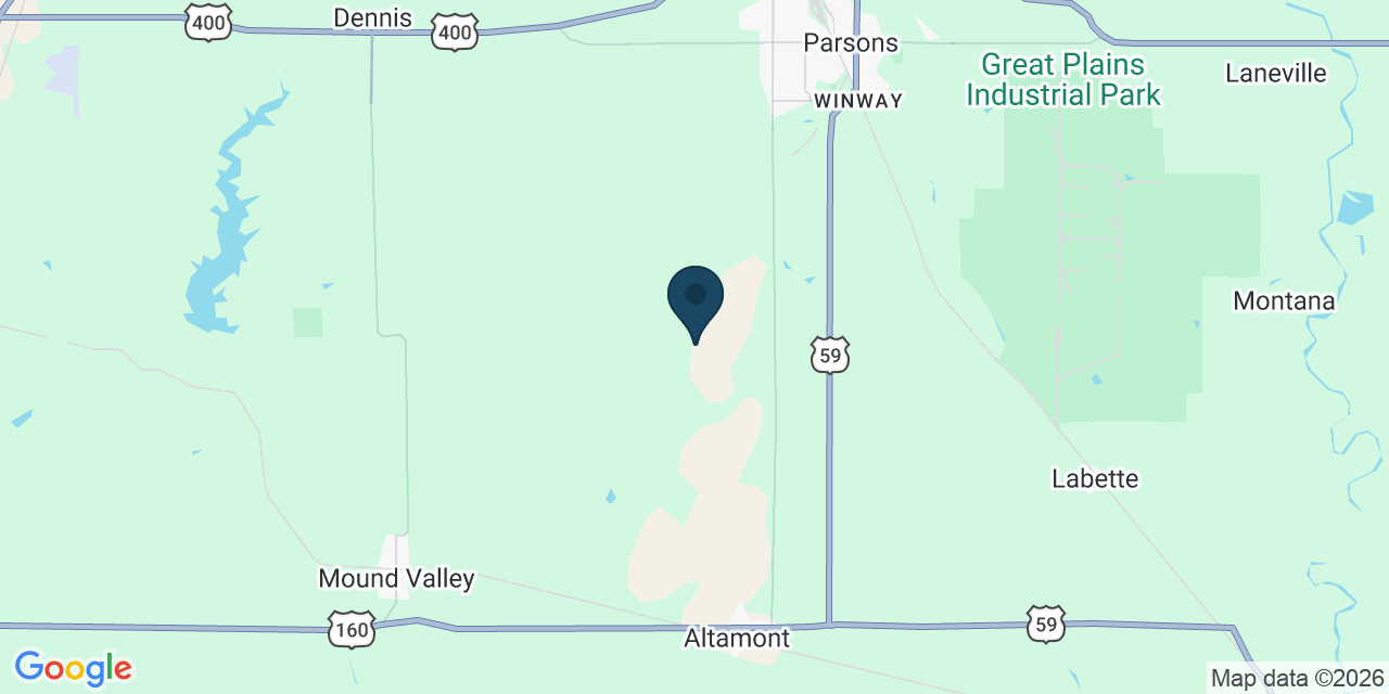 Map showing McCune, Labette County, KS