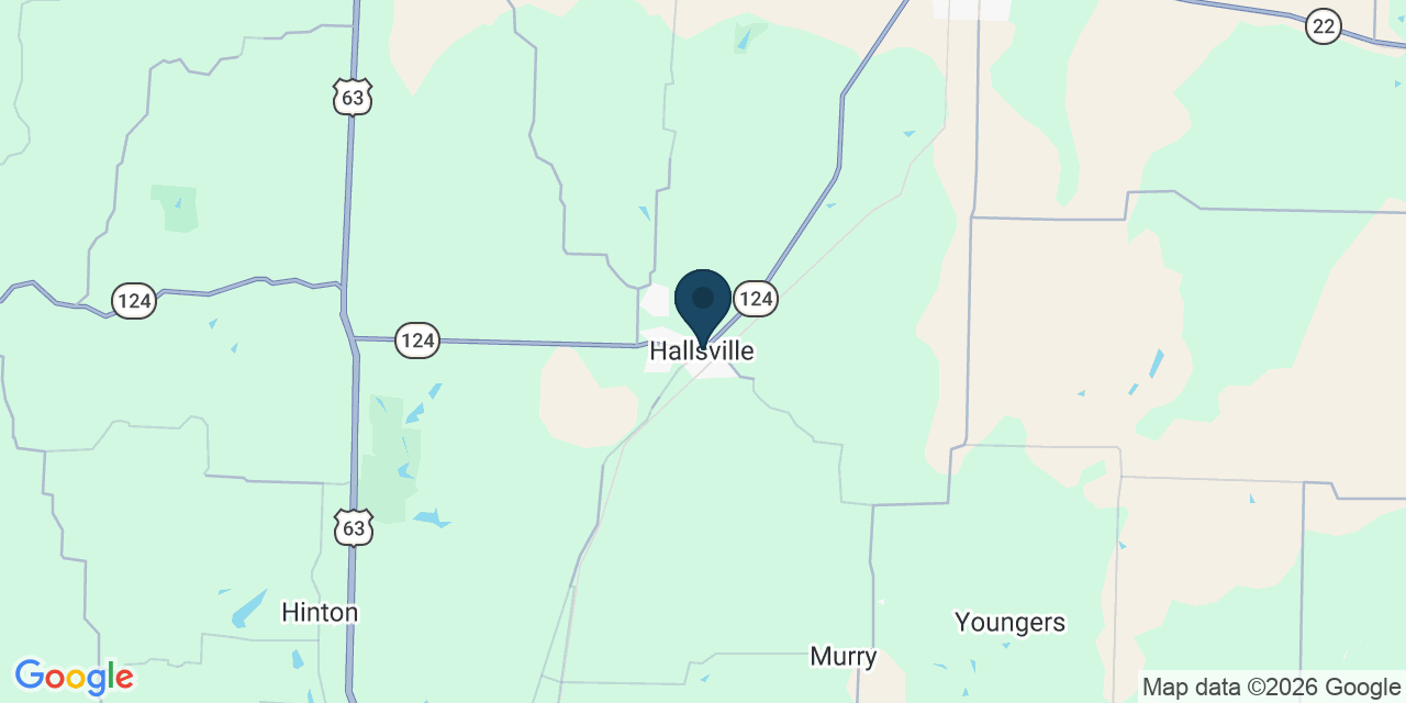 Map showing Hallsville, Boone County, MO