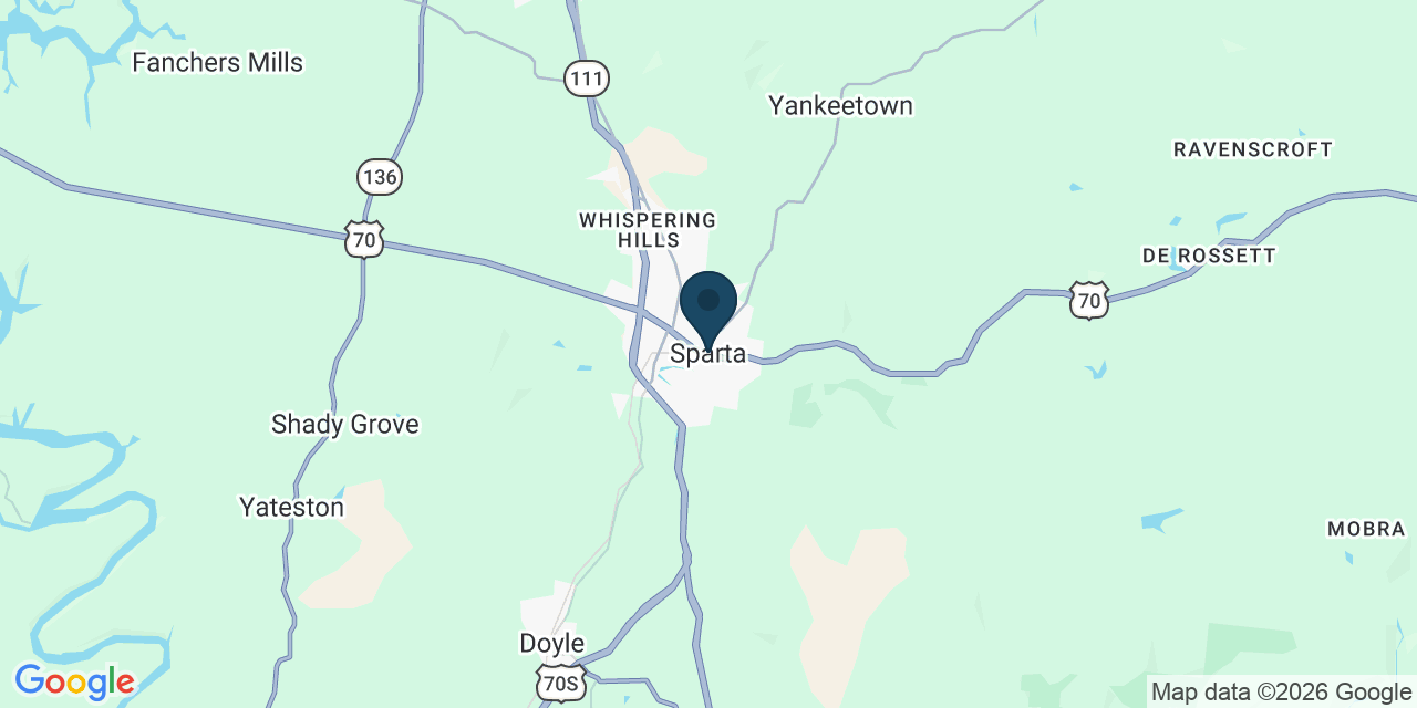 Map showing Sparta, White County, TN