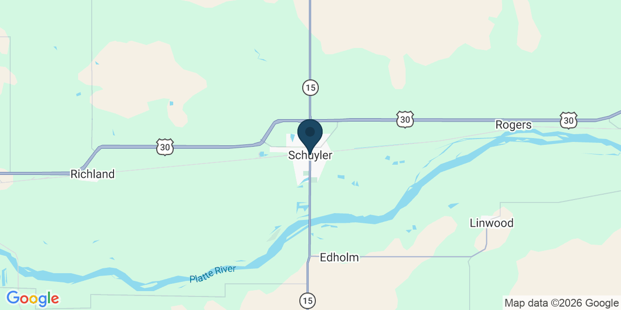 Map showing Schuyler, Colfax County, NE