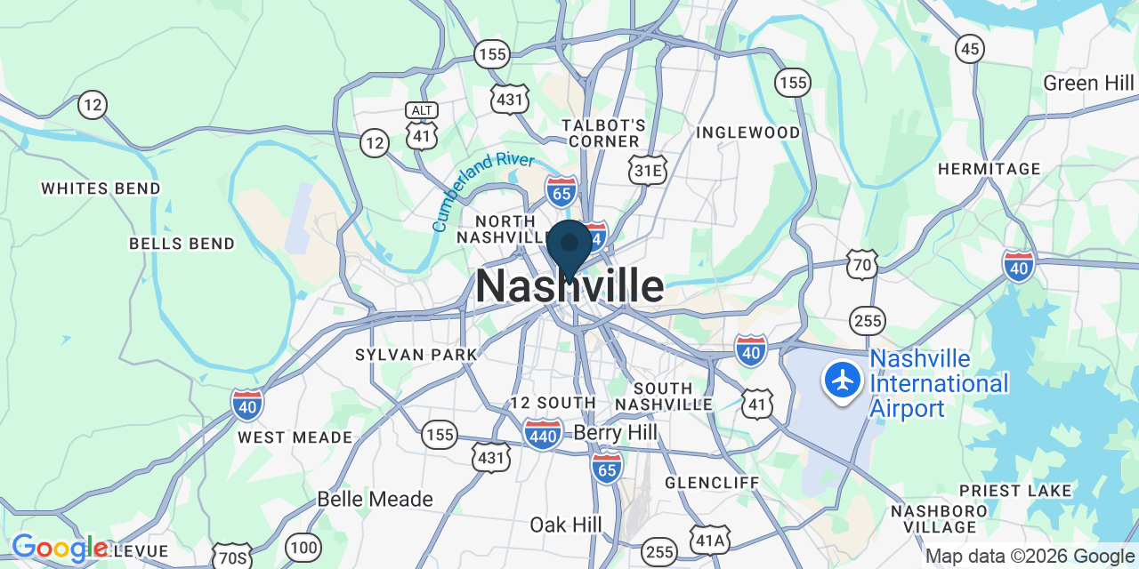 Map showing Nashville, Davidson County, TN