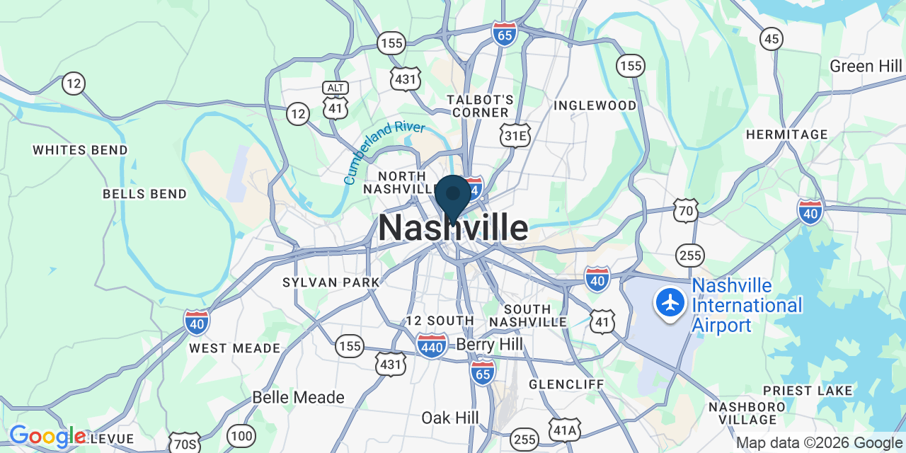 Map showing Nashville, Davidson County, TN