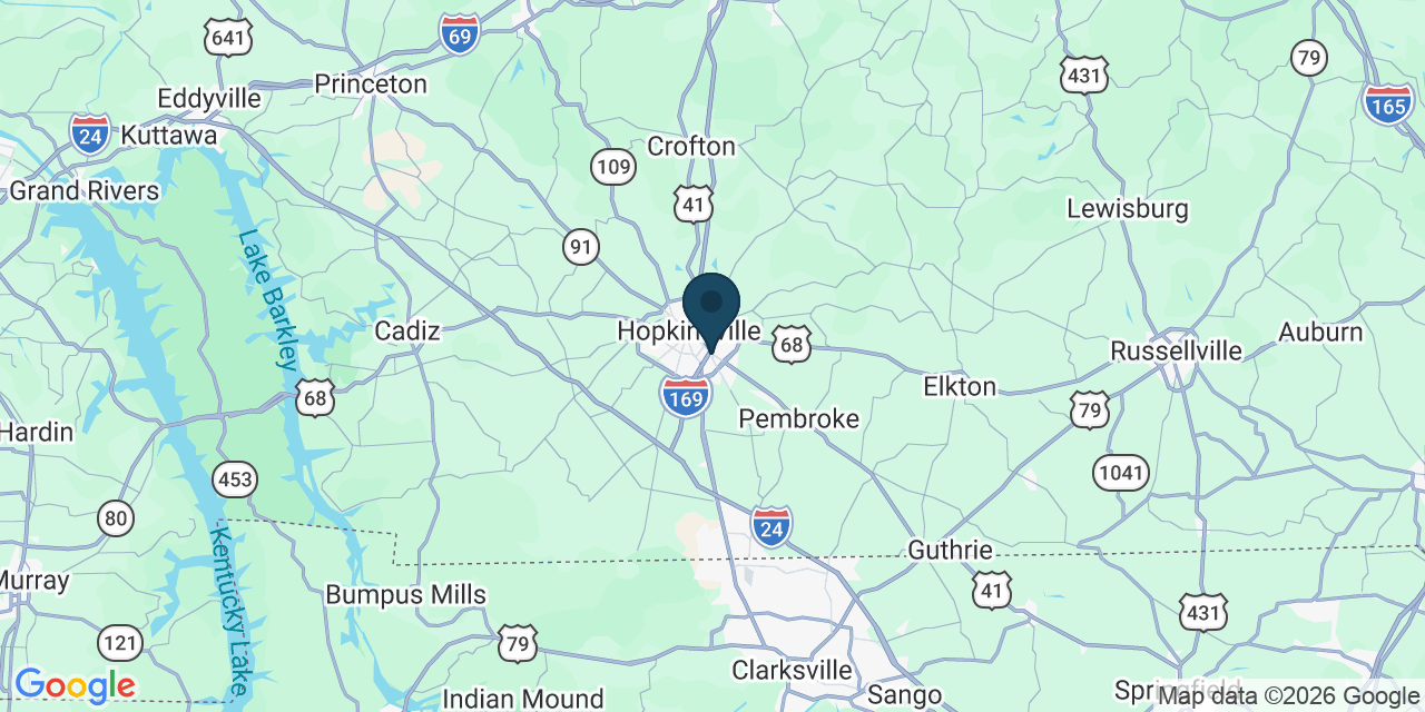 Map showing Christian County, KY