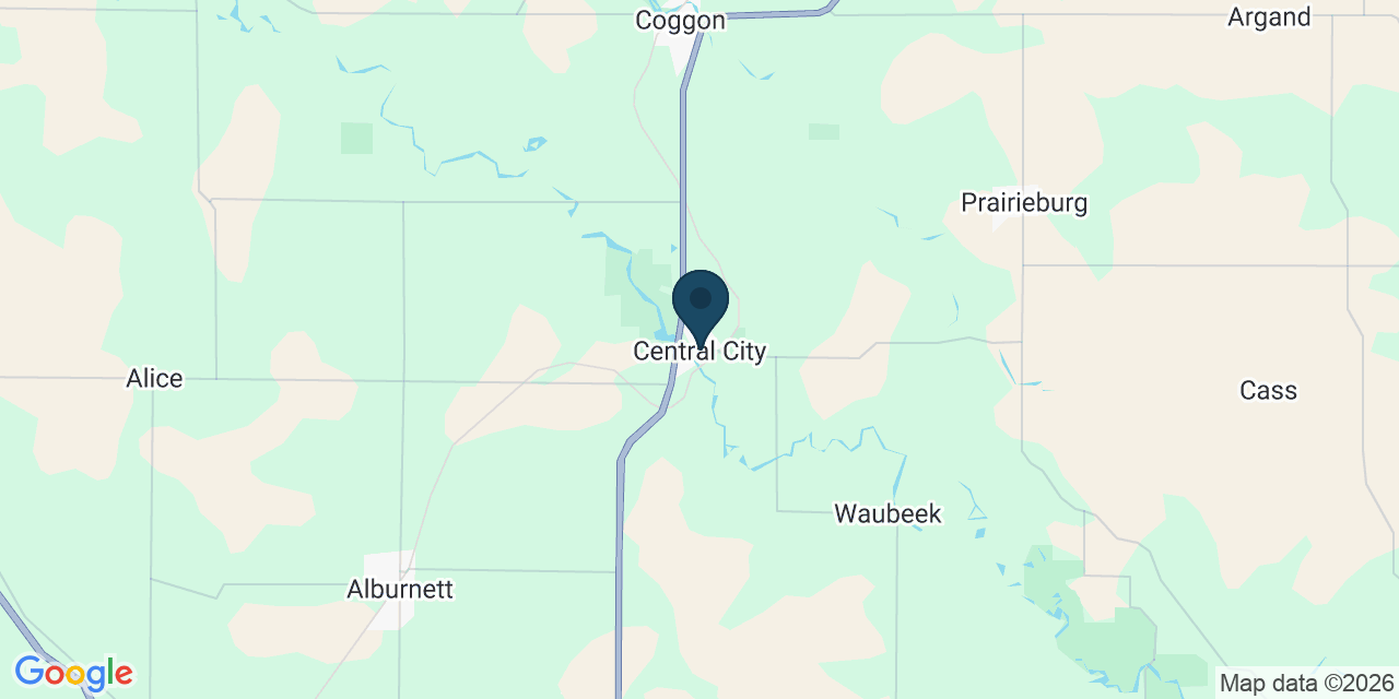 Map showing Central City, Linn County, IA