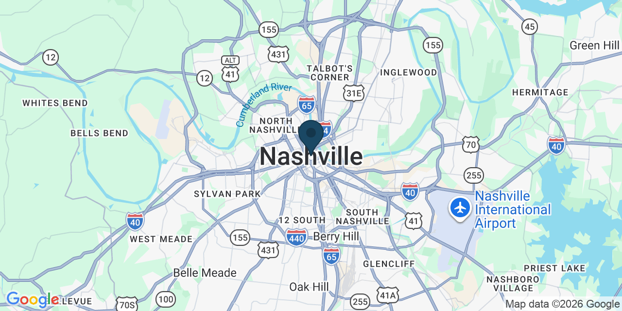 Map showing Nashville, Davidson County, TN