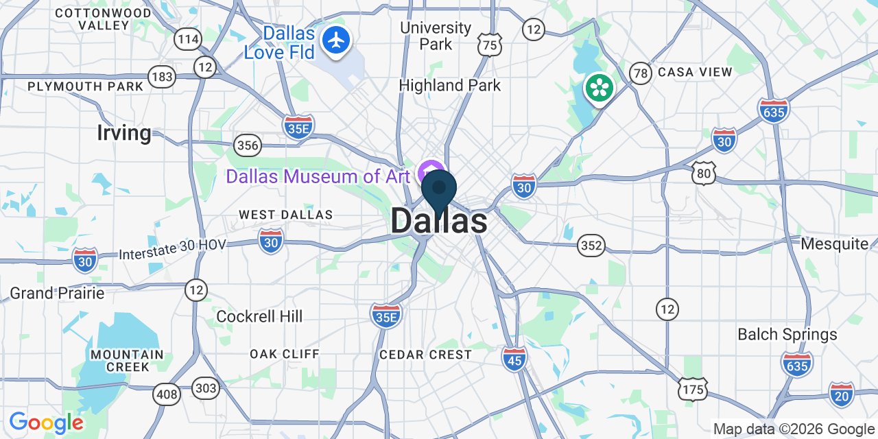 Map showing Dallas, Dallas County, TX