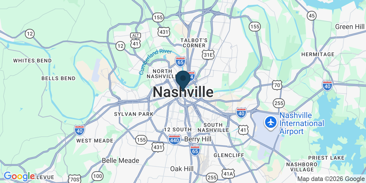 Map showing Nashville, Davidson County, TN