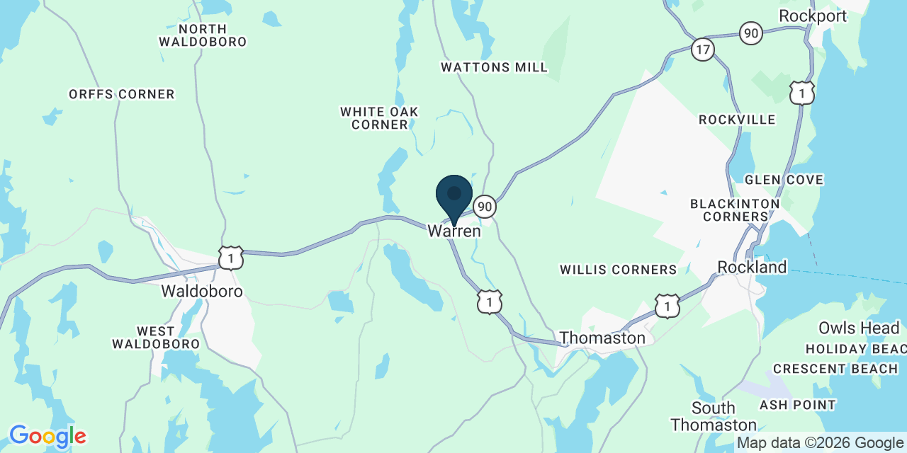 Map showing Warren, Knox County, ME