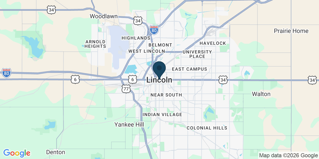 Map showing Lincoln, Lancaster County, NE