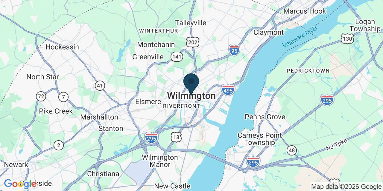 Map showing Wilmington, New Castle County, DE