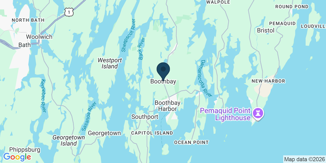 Map showing Boothbay, Lincoln County, ME