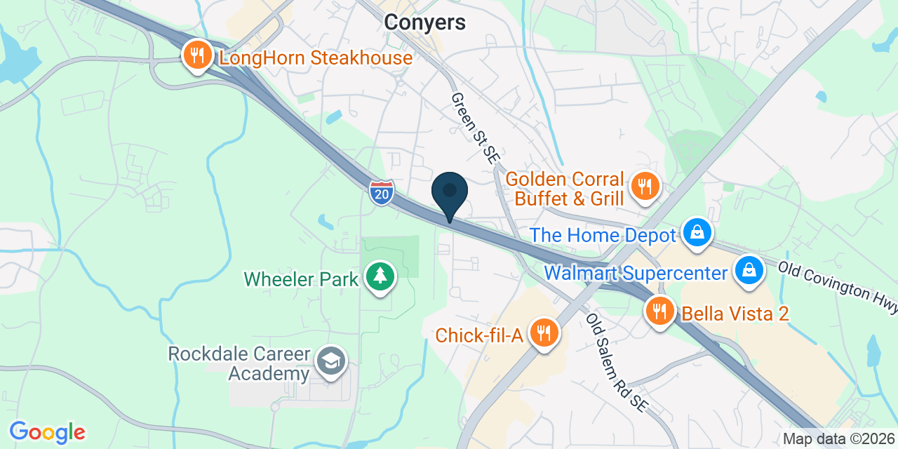 Map showing Rockdale County, GA
