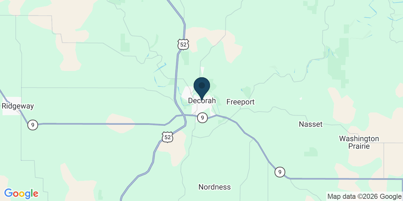 Map showing Decorah, Winneshiek County, IA