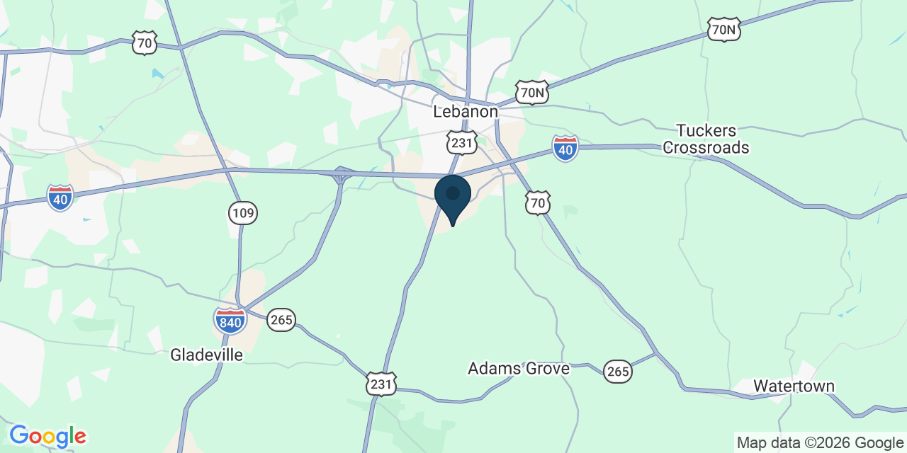 Map showing Gallatin, Wilson County, TN