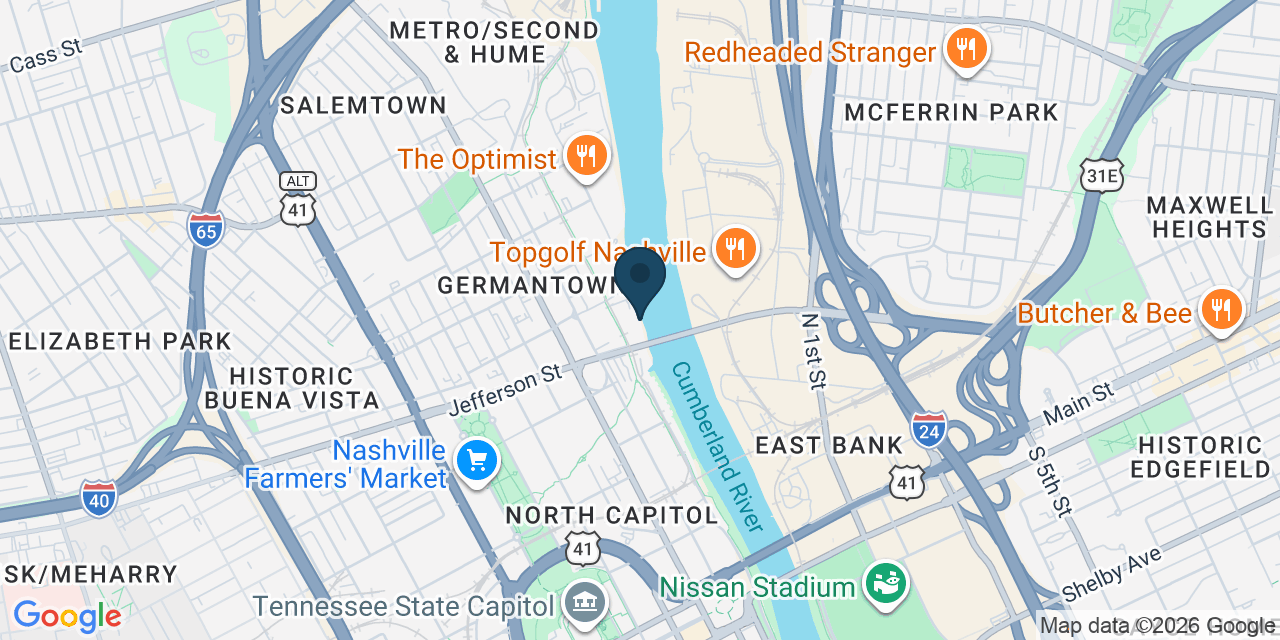 Map showing Nashville, Davidson County, TN