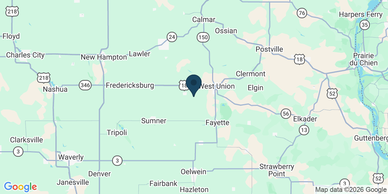 Map showing Fayette County, IA