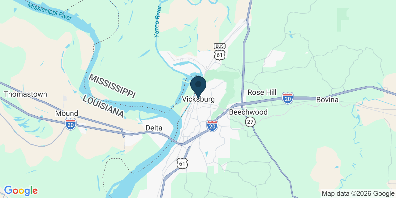 Map showing Vicksburg, Warren County, MS