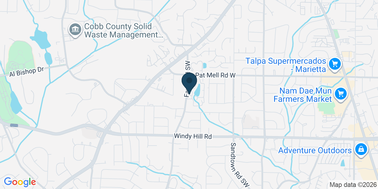 Map showing Cartersville, Cobb County, GA