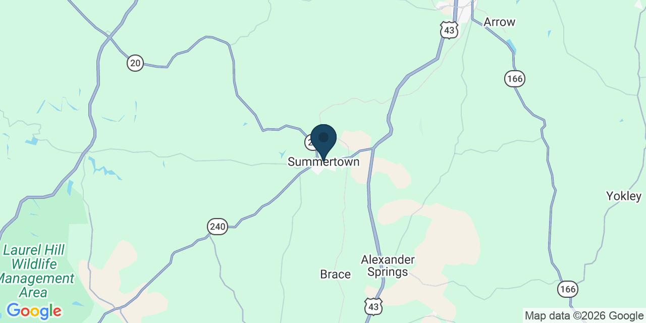 Map showing Summertown, Lawrence County, TN