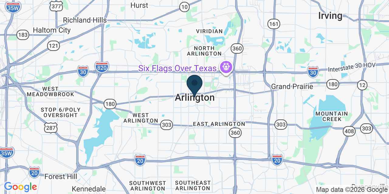 Map showing Arlington, Tarrant County, TX