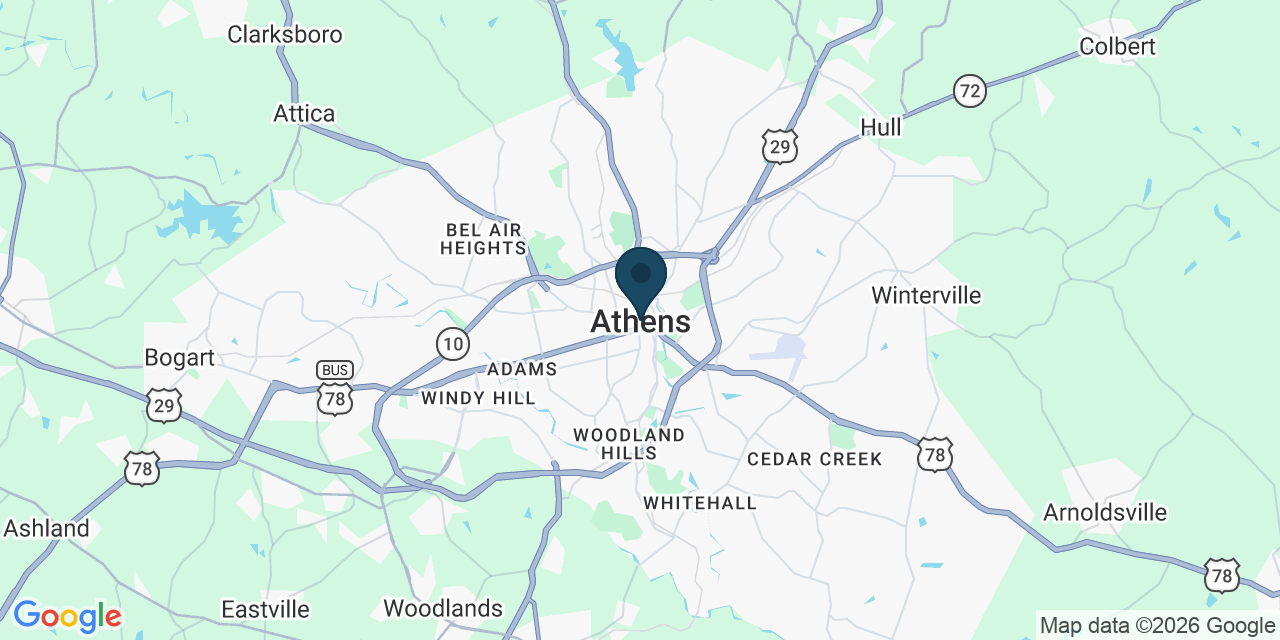 Map showing Athens, Clarke County, GA
