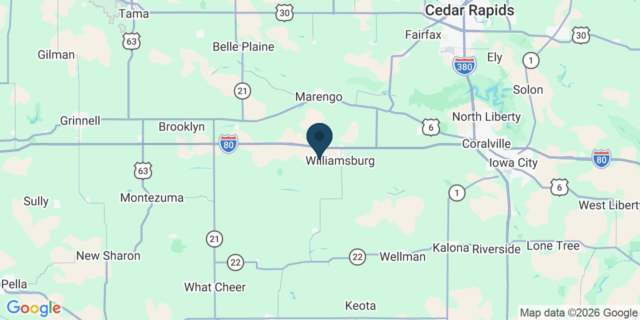 Map showing Iowa County, IA