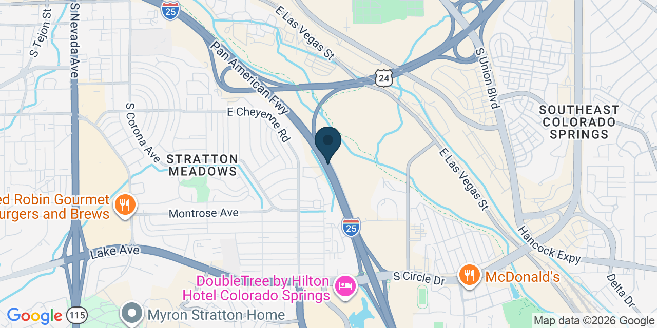 Map showing Colorado Springs, El Paso County, CO