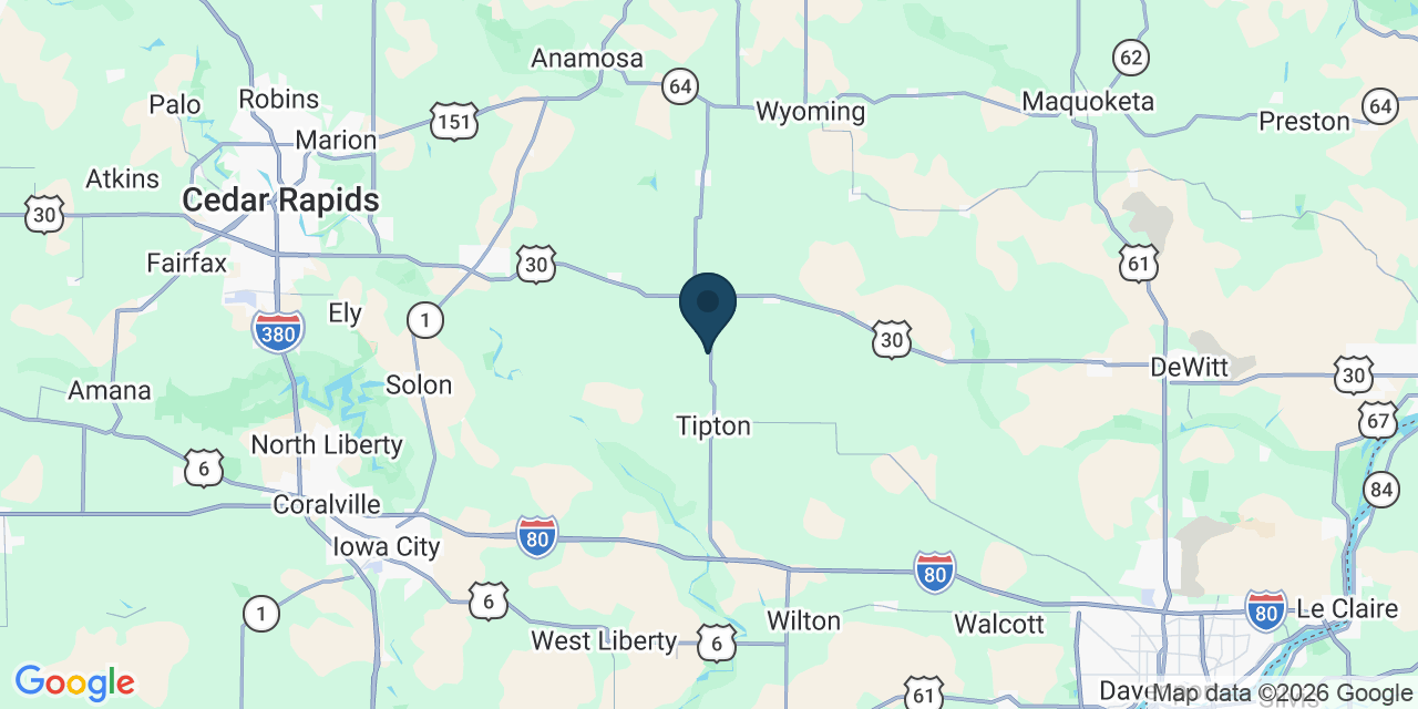 Map showing Cedar County, IA