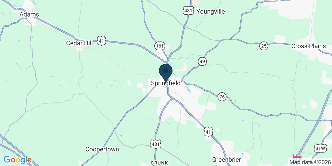 Map showing Springfield, Robertson County, TN
