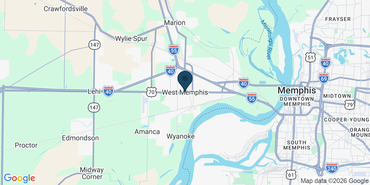 Map showing West Memphis, Crittenden County, AR