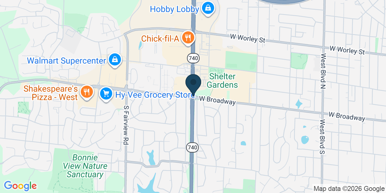 Map showing Columbia, Boone County, MO